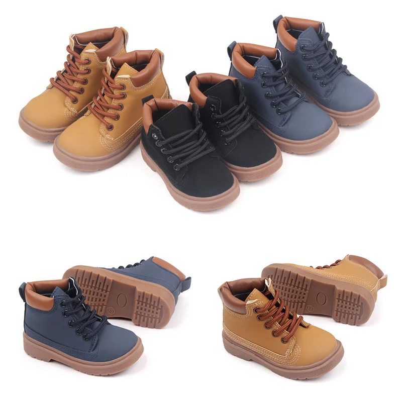 Baby Casual Solid Color British Style Baby Shoes High Top Front Lace-up Children's Shoes details