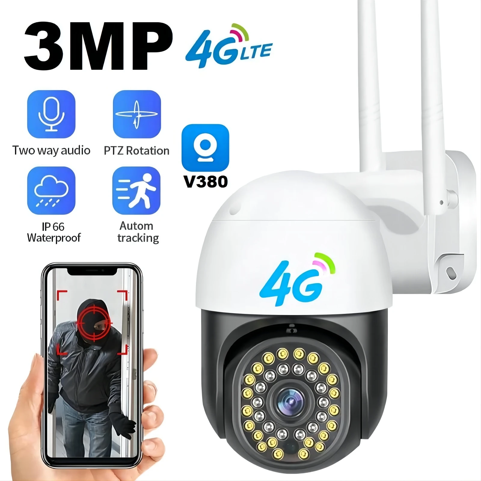 V380 Pro 5mp 3MP 2MP Wifi Camera 1080p Wireless Cctv Ptz 4G Outdoor PTZ Camera Security Auto Tracking Ip Network Camera V380