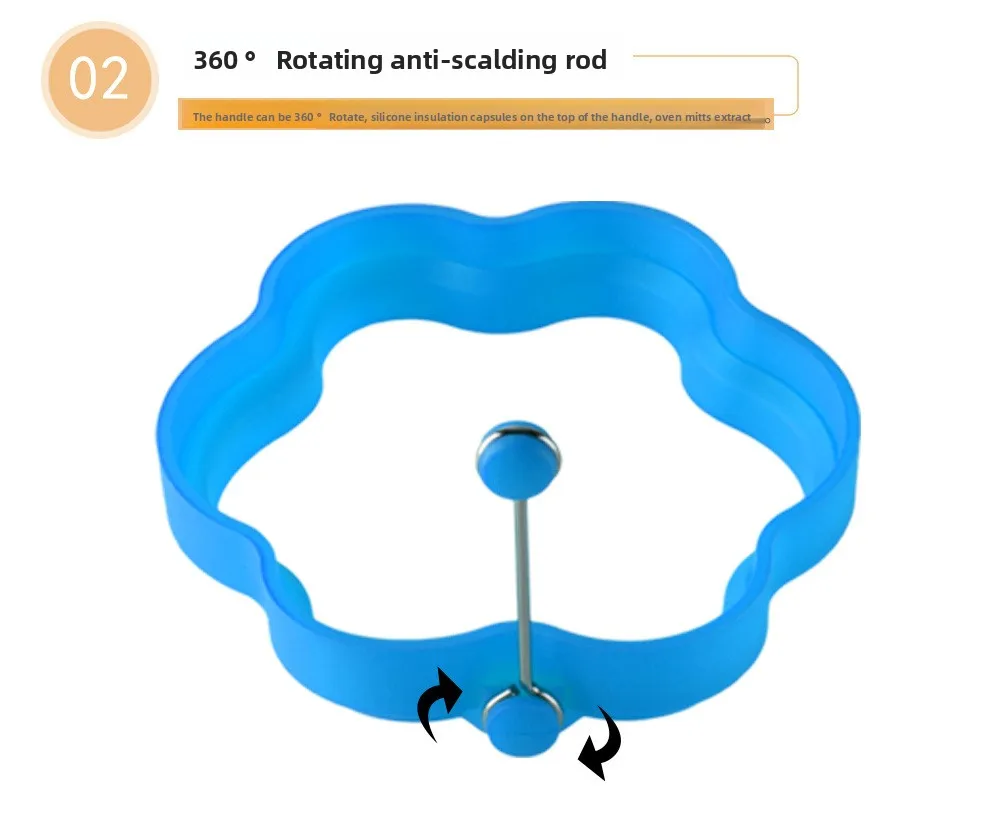 Heart-Shaped Bear & Flower-Shaped Silicone Pancake & Egg Mold Star-Shaped Fried Egg Maker with Handle Kitchen Tool factory