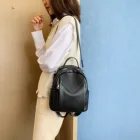 Ladies Solid Color PU Leather Backpacks For Women 2021 Female Small Backpack Ladies