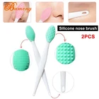 Lips Exfoliating Brush 2In1Silicone Facial Care Lip Scrubber Nose Blackhead Remover Exfoliator Brush