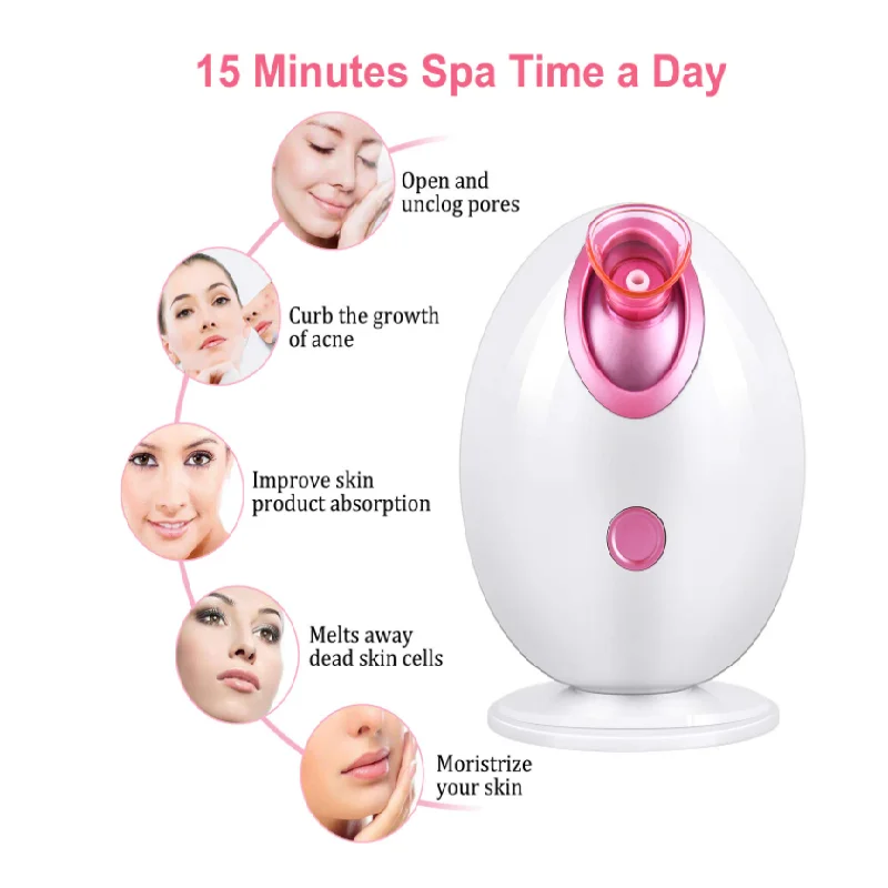 PSB portable travel multifunction pink pro cleansing nano ionic spa facial steamer