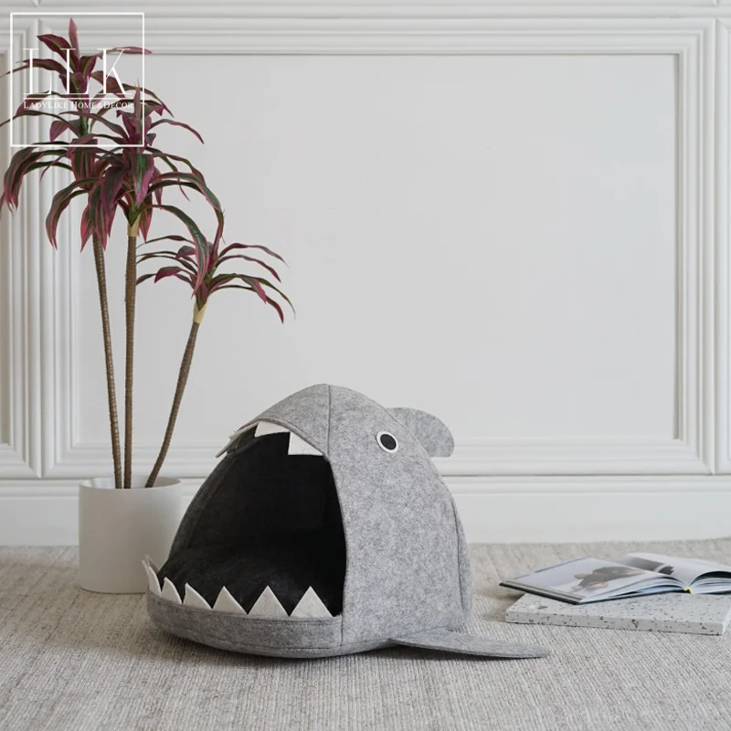 HUAYI Felt Shark Shape Pet Bed Cat Nest Four Seasons Indoor Available Detachable and washed