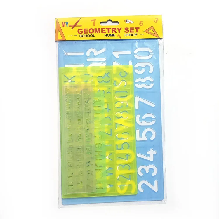4pcs Eco-friendly Plastic Stencil Template Math Geometry Ruler Set for Primary School Students