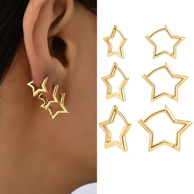 smart Earrings Stainless Steel for Women Round Star Heart Twist Huggie Hoop Gold Hoops Jewelry