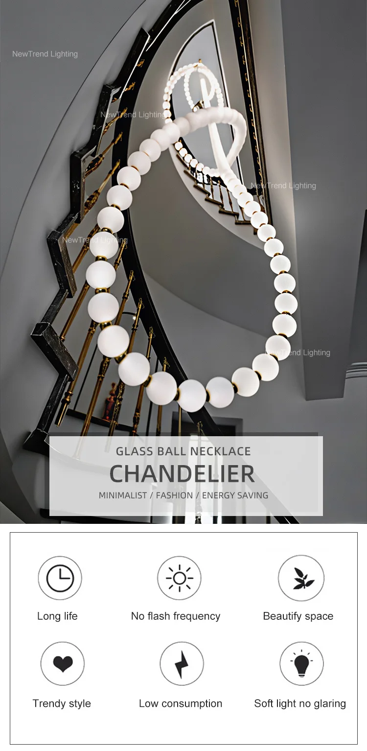 CPL-384 Modern Style Indoor Decoration Hanging Light Villa Hall Hotel Lobby Staircase LED Glass Chandelier factory