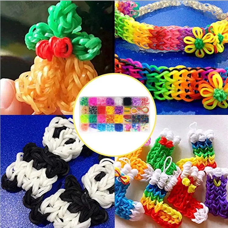 32 grid rainbow rubber band handmade knitting DIY color rubber band puzzle children's toys woven bracelet set