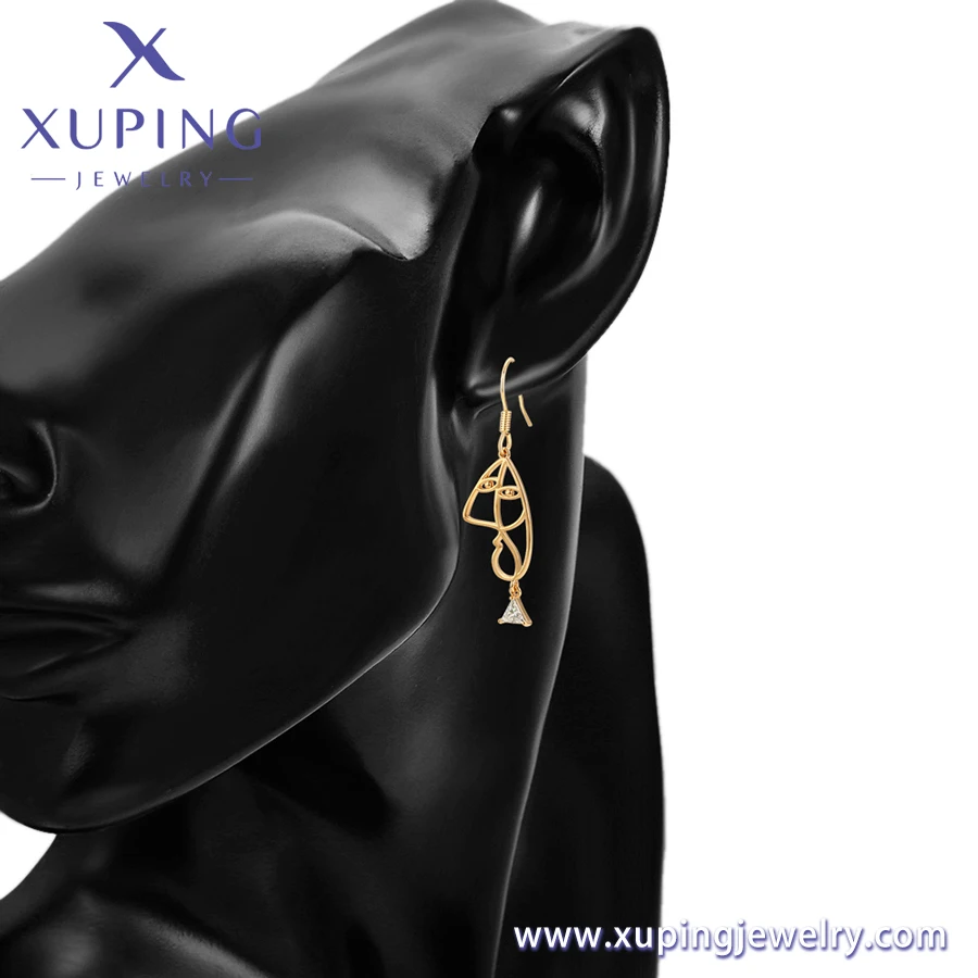 S00031132 xuping jewelry fashion elegant simple 18k gold plated Abstract line humanoid earring for women