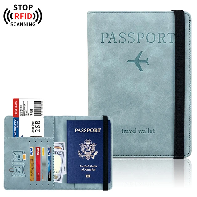 RFID Protection Passport Holder Cover For Travel Multi-function PU Leather Travel Wallet Can Custom Logo Packaging