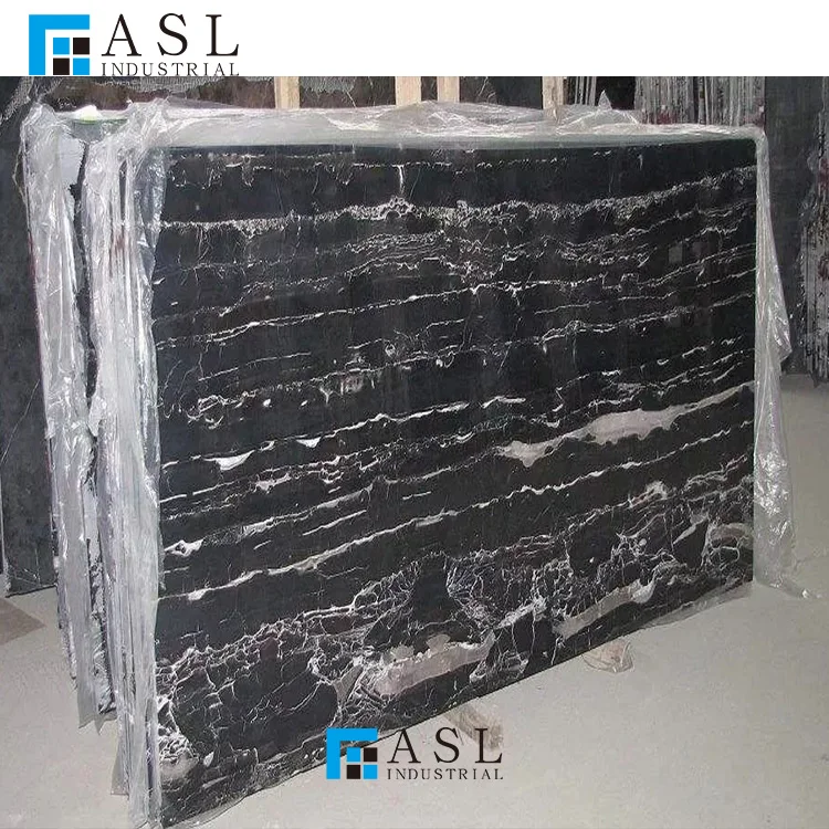 Factory direct cheap price natural china marmore black and white dragon silver portoro/potoro Italy marble slab