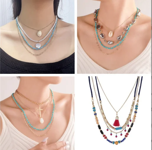 New Design Fashion Women Necklace Jewelry Colorful Acrylic handmade Long Wax Cord Necklace Girls Geometry Necklace.png