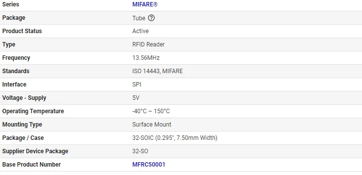 product 1356mhz rfid reader ic mfrc500 mfrc sop 32 for contactless payment and access control systems-0