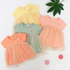 Best Sell Children Red Bow One-piece Dress Beach Dress Short Sleeves Dress