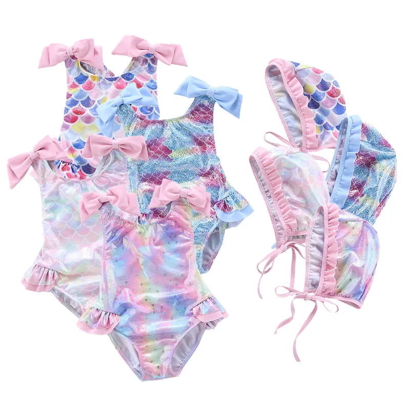 European and American New Sleeveless Children's Swimwear Sexy Girl One Piece Mermaid Swimwear Baby Clothes