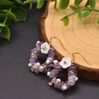 Pearl Earrings Drop Silver Earrings 925 Silver Natural Amethyst Freshwater Pearl Shell Flower Earrings