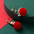 Earrings Earrings Christmas2020 Christmas Series Alloy Drip Oil Santa Hair Ball Earrings Ins