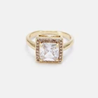 Zirconia Ring Ring Zirconia Wholesale 18K Gold-plated Cubic Zirconia Square Ring