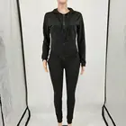 Usa Two-piece Solid Color Hood Sweatsuit Trendy Usa Trendy Style Women Casual Winter 2 Piece Set