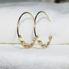 14k Gold Gemstone Earrings Earrings Wholesale 14K Gold Plated Luxury C-shaped Gemstone Hoop Earrings Jewelry