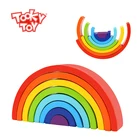 2021 New Creative Kids Games Rainbow Stacker Wooden Toy For Kids