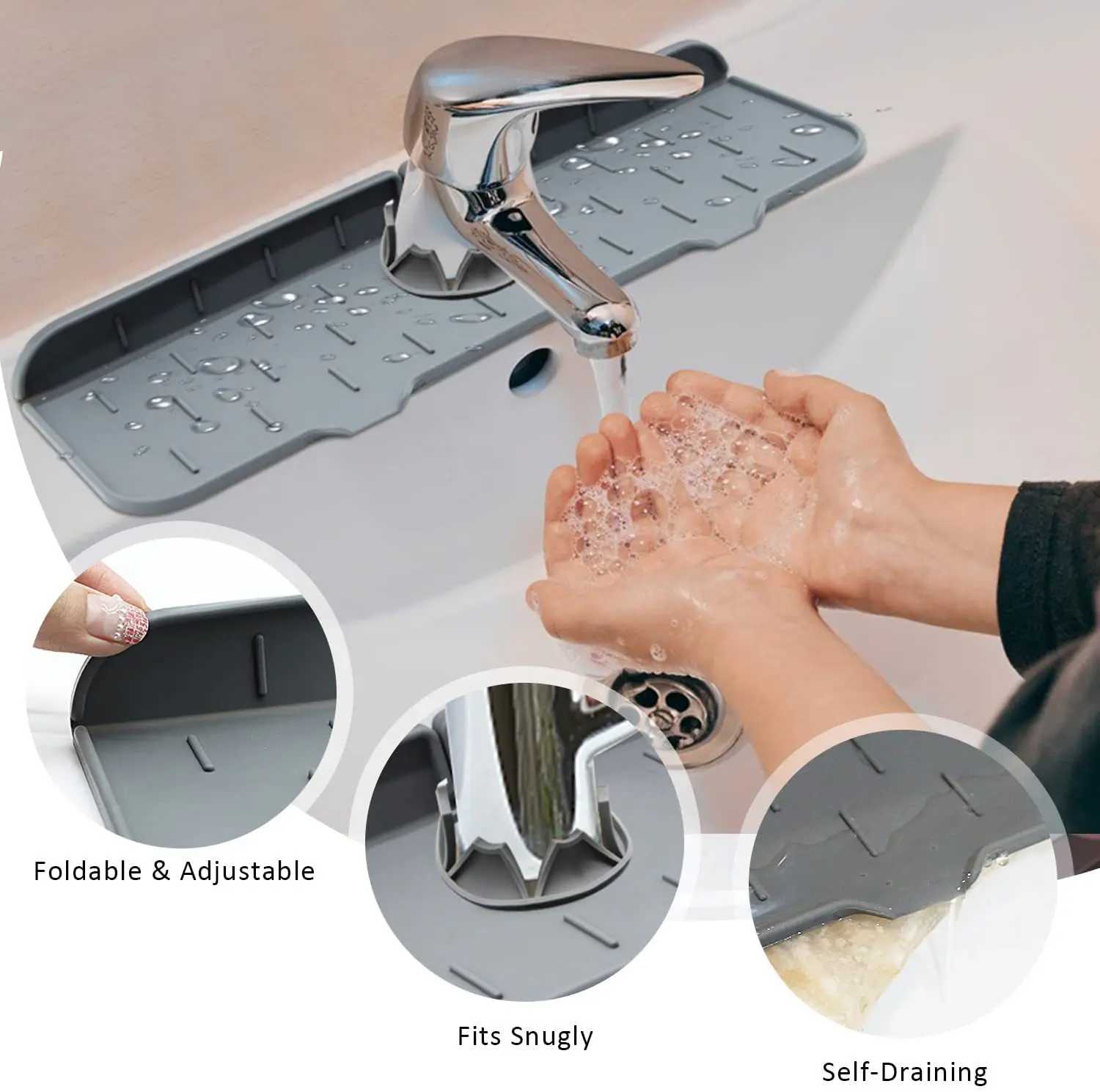 Amazon top selling Silicone Faucet Water Catcher Mat Sink Splash Absorbent Mat For Faucet Diatom Mud Faucet Mat