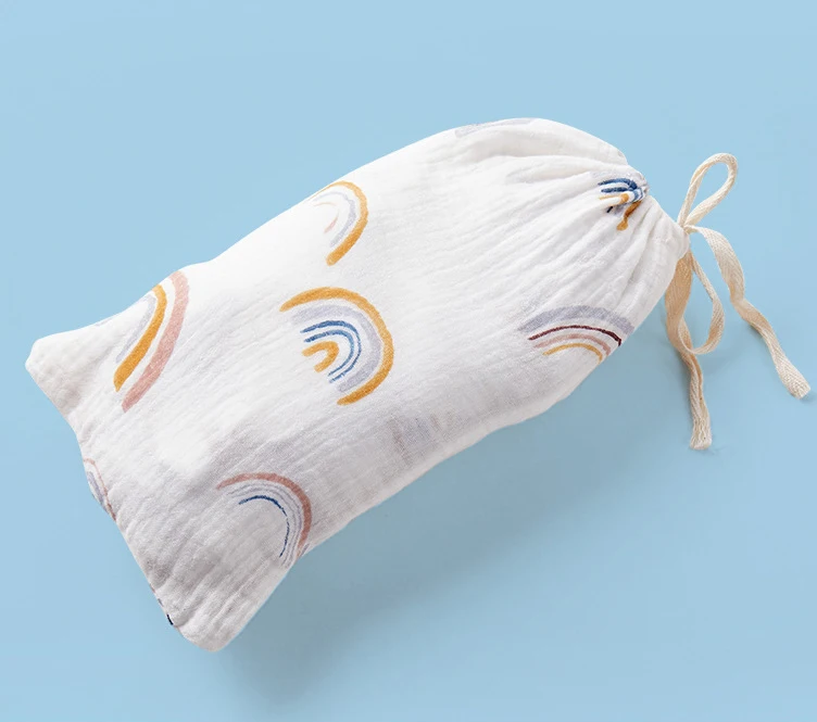 Customized logo nursing apron shawl cloth combed cotton muslin nursing cover for breast feeding with storage bag