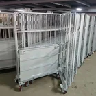 Supermarket Warehouse Foldable Portable Galvanized Industrial Metal Storage Trolley Rolling Cage