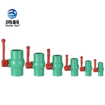 2 Way Straight Through Type Manual Green Pvc Ball Valve Red Long Handle