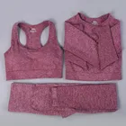 Sport 2021 Fashion Seamless Active Fitness Women Matching 3 Piece Yoga Set Sport Wear