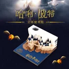 Customizable Exquisite Holiday Gifts Magic Castle With Lamp Paper Sculpture Art 3D Memo Pad For Can Be Writing Desk