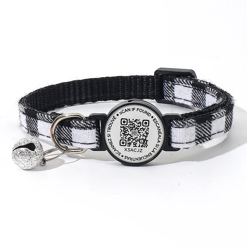 Hot Selling QR Code Pet Collar with Bell ID Tags Simple Scanning Code Registration for Anti-Loss Tracking for Small Dogs Cats