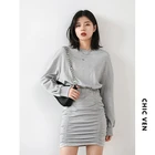 Pleated CHIC VEN Fashion Pleated Dress Hip Skirt Elastic Waist Dress For Women Casual