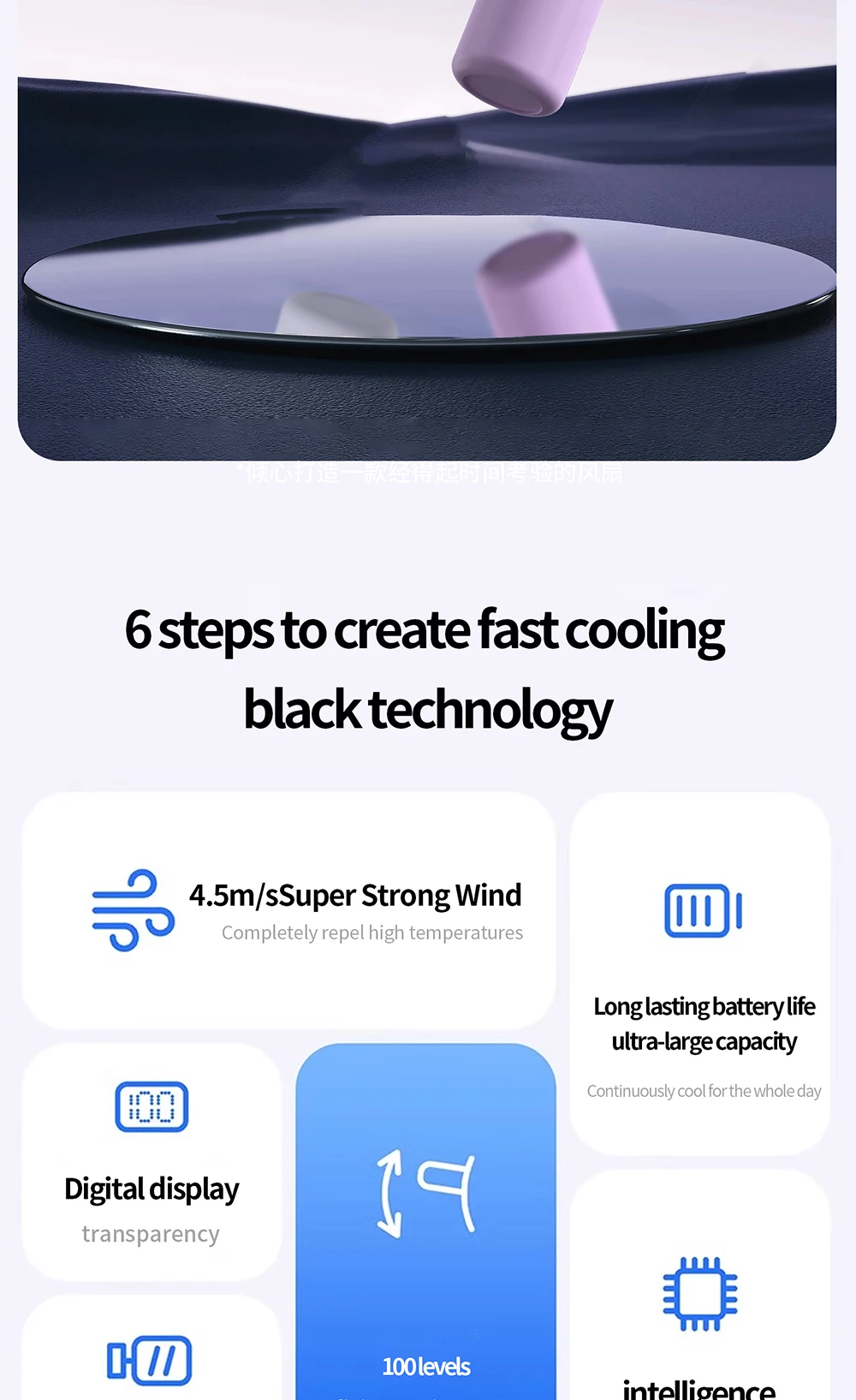 Mini Fan, Portable, USB, 3000mAh - detail 24
