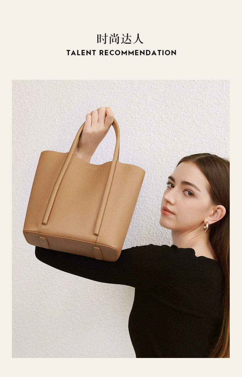 Andobag Genuine Cow Leather Handbag For Women Commute Shoulder