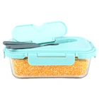 Storage Container Lunch Box Glass Bento Lunch Box For Kids Microwave Safe Glass Meal Organize Container With Cutlery