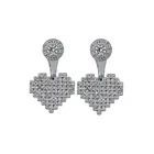 Pave Micro Pave Zircon Diamond 925 Sterling Silver Heart Drop Earrings Women's Special Stud Earring Gift