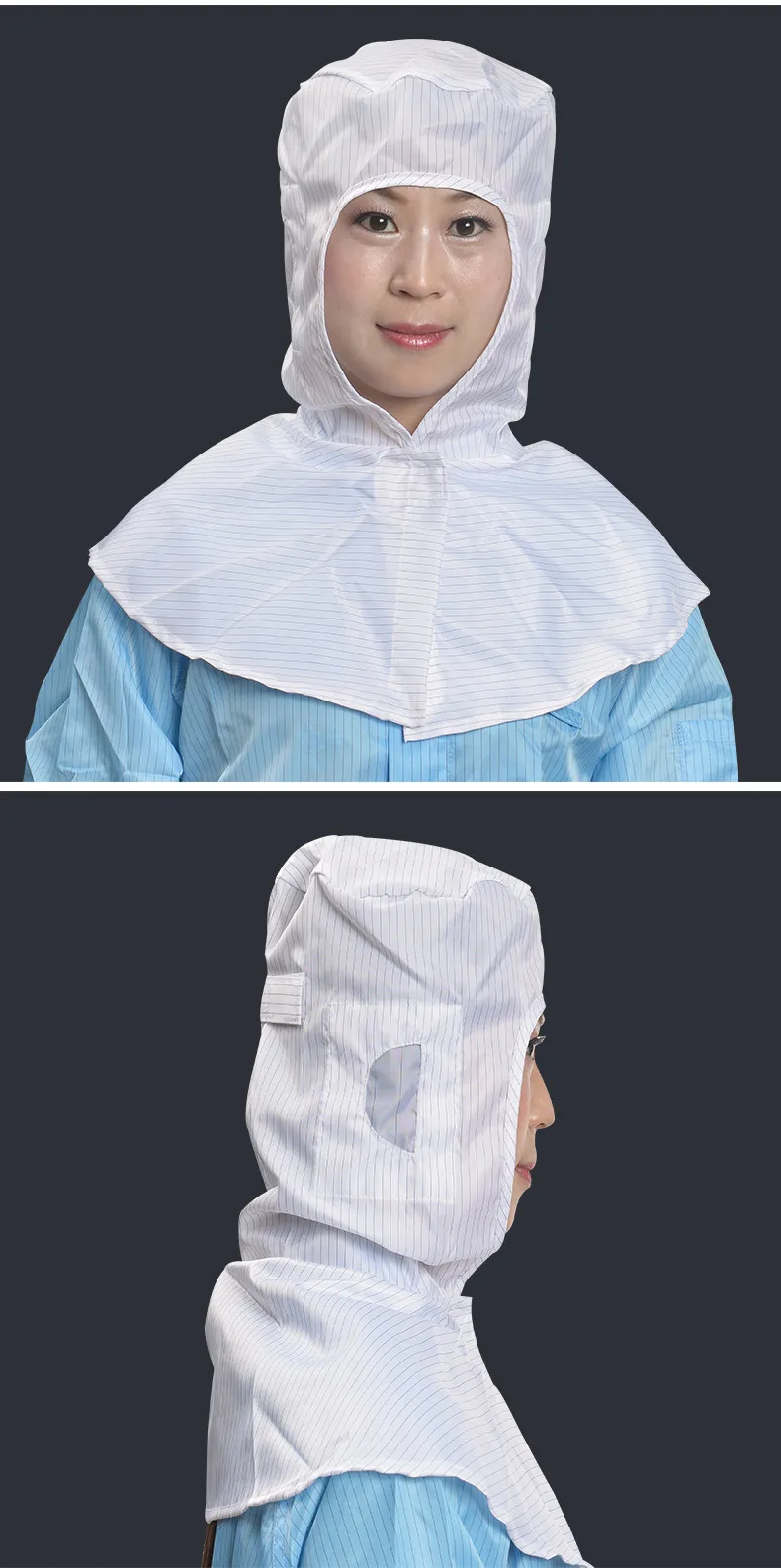 Anti-static Shawl Hood with Dustproof and Breathable Design for Food Processing and Cleanroom Use