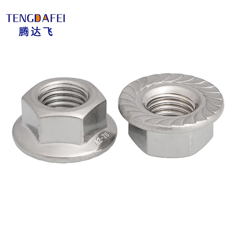 304 stainless steel DIN6923 Thread Hex Serrated Flange Nut Hex Lock Nuts 