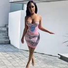 Dresses 2021 New Wholesale Strapeless Short Party Dresses Print Ladies Club Dresses Mini Sexy Short Dresses