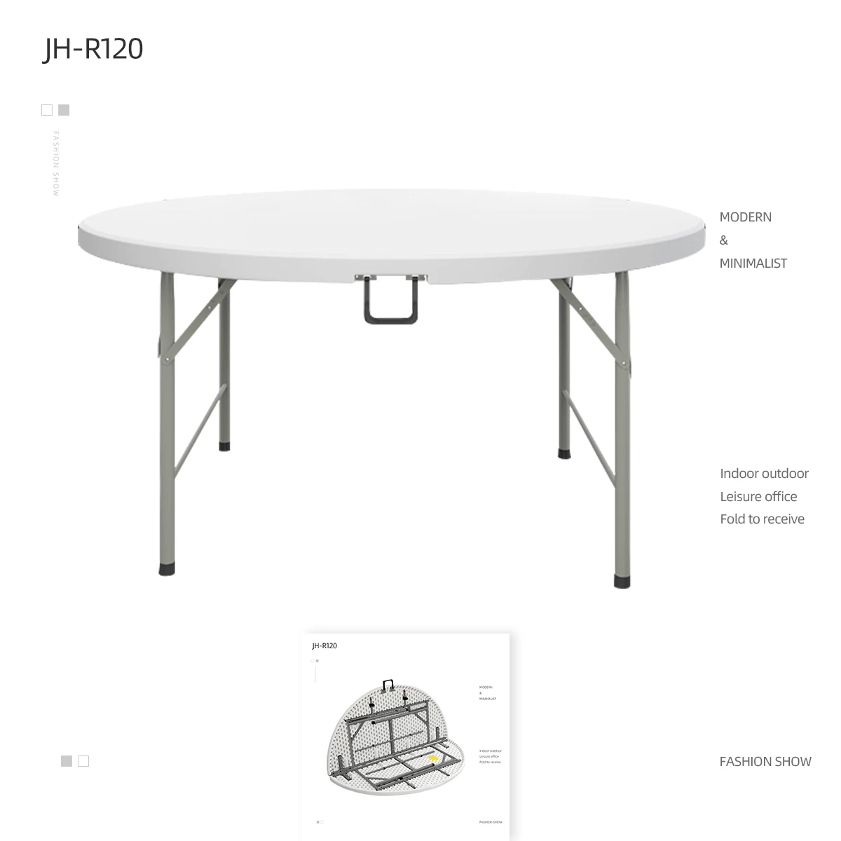 8 foot round folding table