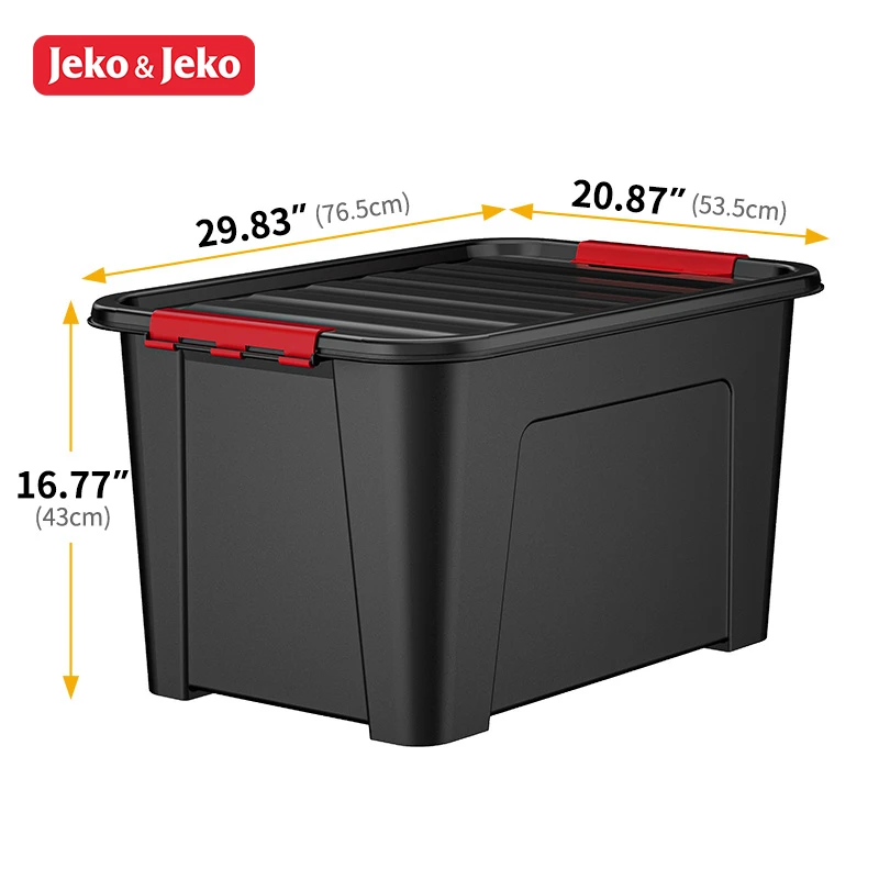 Jeko&Jeko Large All-Weather Heavy-Duty Stackable Storage Plastic Bin Tote Container with Quick Snap Lid