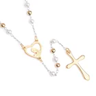 Gold Rosary Gold Plated Stainless Steel Women Necklace With Engraved Heart Rosary For Catholic Pray Use