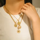 Gold Coin 2021 Trendy Gold Filled Coin Necklace Pendant Stainless Steel Ancient Greek Coin Necklace