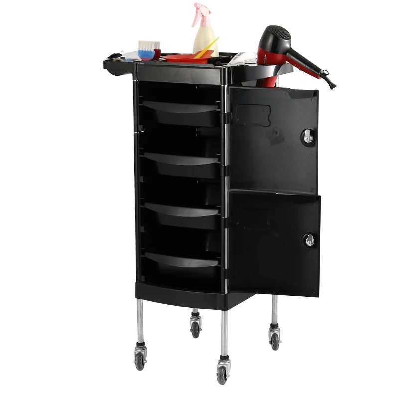 Fenghe factory X11-E multifunction stable and durable vintage black 5 floor drawer tray design beauty salon trolley