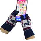 New Product Hot Selling Winter Warm Knitted Jacquard Deer Touch Screen Gloves