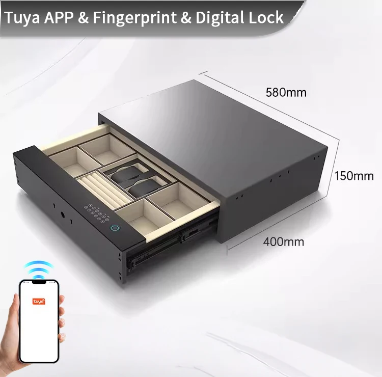 product ceqsafe smart drawer safe lock box security steel fingerprint digital lock with electronic money deposit hidden safe-5