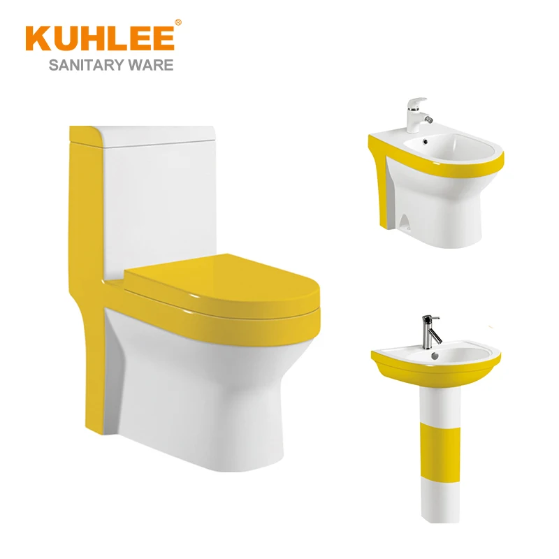 High Quality China Manufacture Modern Sanitary Ware Bathroom Wc Set Washdown One Piece Color Toilet Set