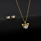 Gold Earrings Vendors Dubai Style Gold Plated Earrings Women Rhinestone Necklace Kids Jewelry Set Girls