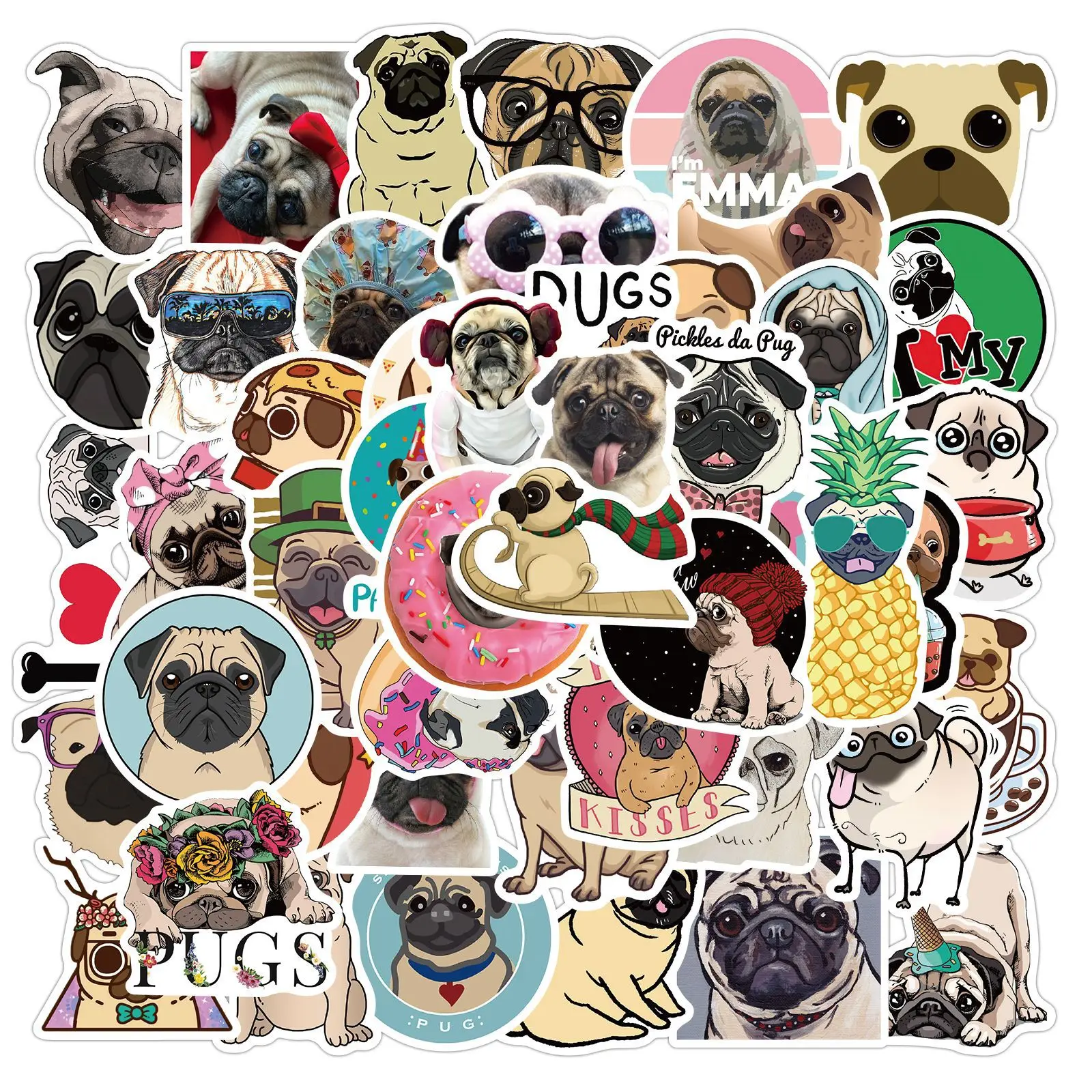 50pcs Cute Cartoon Doggy Pug Vinyl Decor Stickers For Girl Kid Luggage  Bottle Laptop Phone Waterproof Custom Diy Label - Buy Pug Stickers,Doggy  Pug Stickers,Buy High Quality Doggy Stickers Product on 