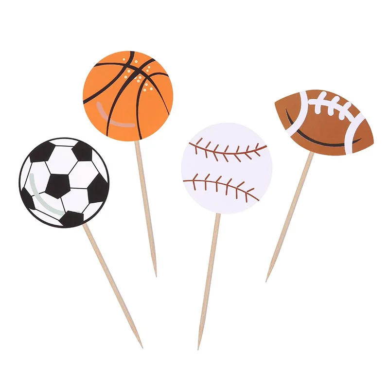 Football Basketball Baseball Rugby Cake Insert Card Sports Theme Baby Birthday Party Cake Decoration